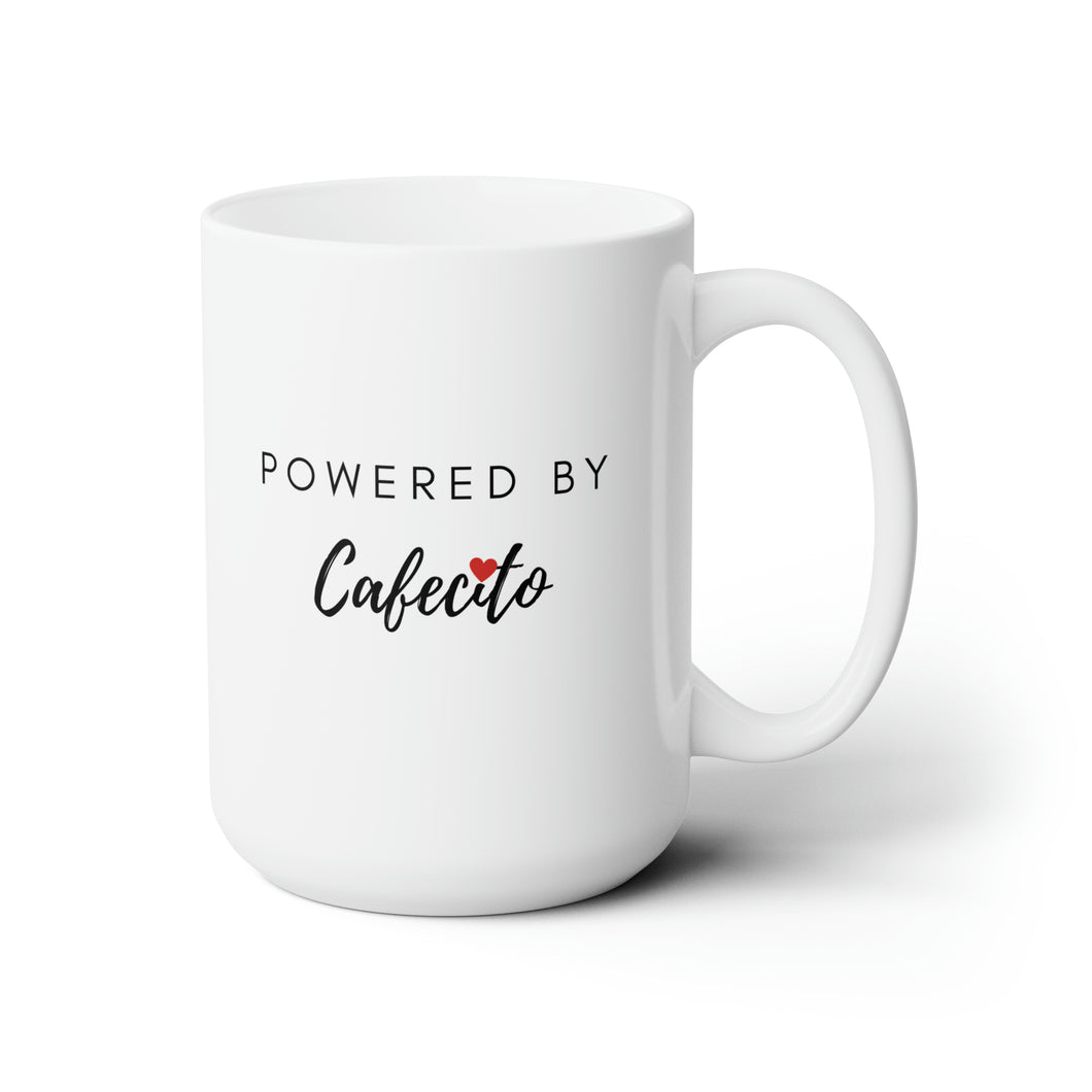 Powered by Cafecito - 15oz Ceramic Mug with Heart Detail