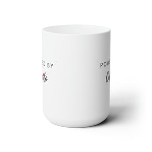 Powered by Cafecito - 15oz Ceramic Mug with Heart Detail
