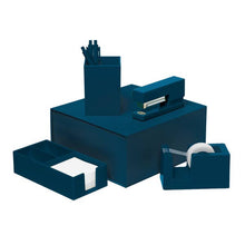 Load image into Gallery viewer, navy blue desk accessories stapler tape dispenser pen holder tray
