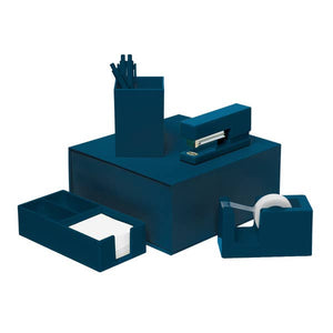 navy blue desk accessories stapler tape dispenser pen holder tray