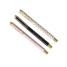 Load image into Gallery viewer, Inspirational Pen Set black pink white gold
