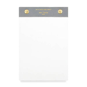 desktop notepad with grey and gold trim