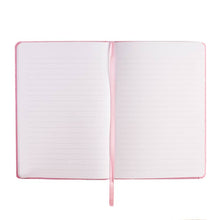 Load image into Gallery viewer, hustle and swag pink linen journal with gold lettering made in the USA
