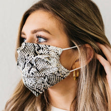Load image into Gallery viewer, Snakeskin &amp; Black Satin Face Mask
