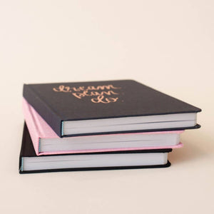 hustle and swag pink linen journal with gold lettering made in the USA