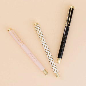 Inspirational Pen Set black pink white gold